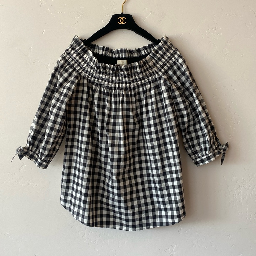 NWT KATE SPADE PLAID OFF THE SHOULDER TOP SIZE: S